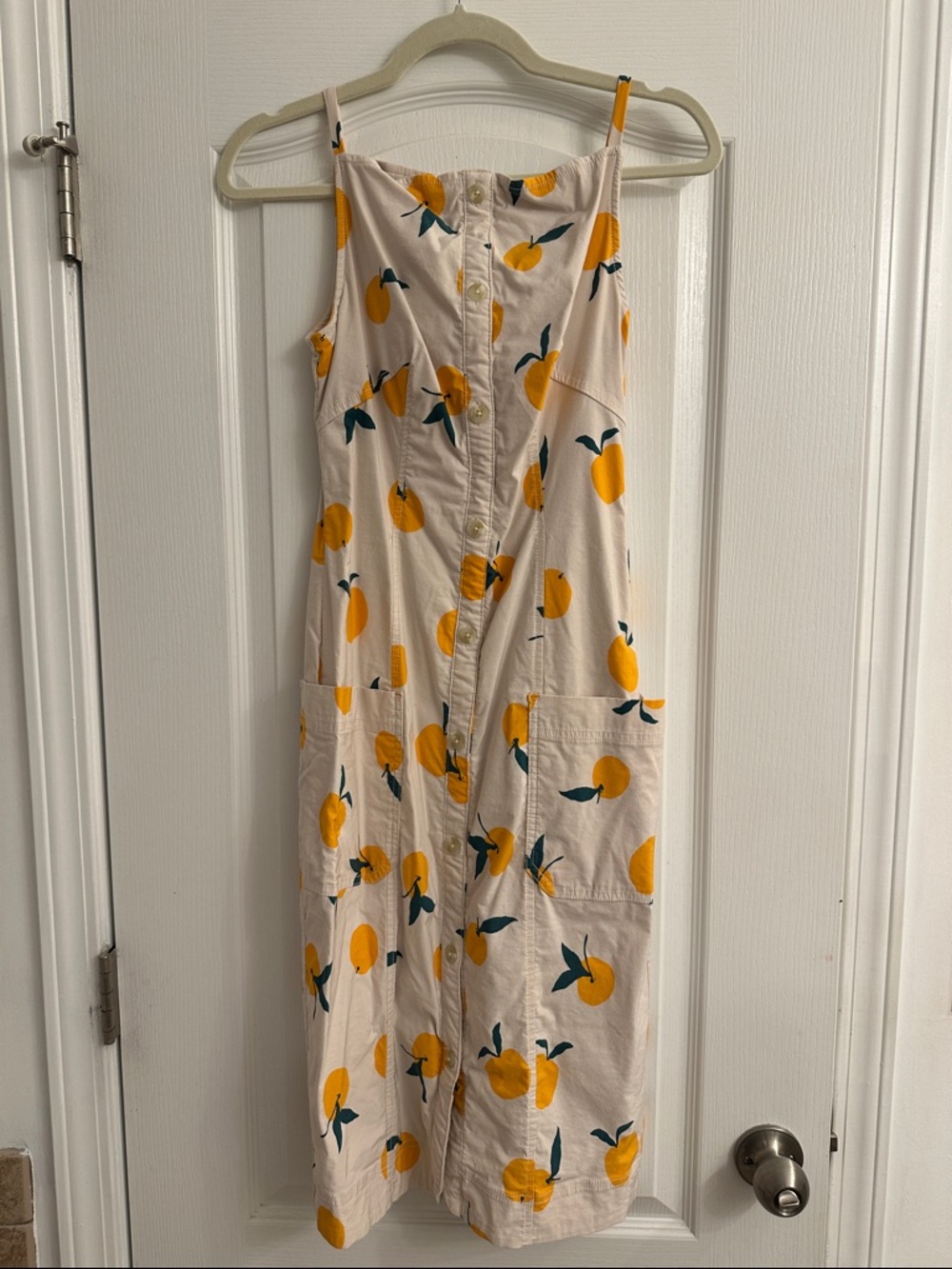 Maeve Sleeveless Cream Sundress with Yellow Orange Print